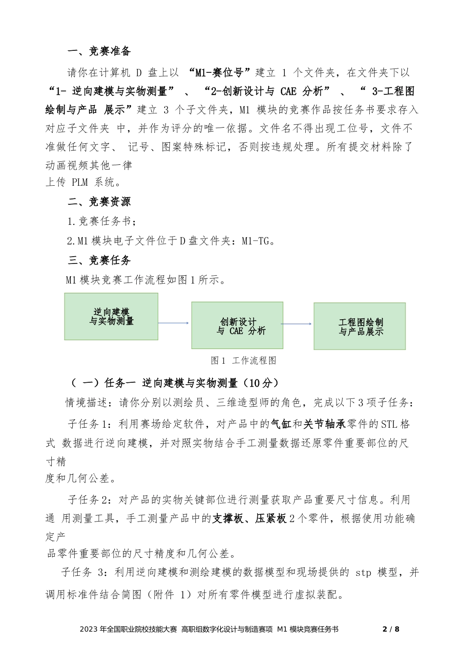 （全国职业技能比赛：高职）GZ013数字化设计与制造赛题第8套学生赛M1_第2页