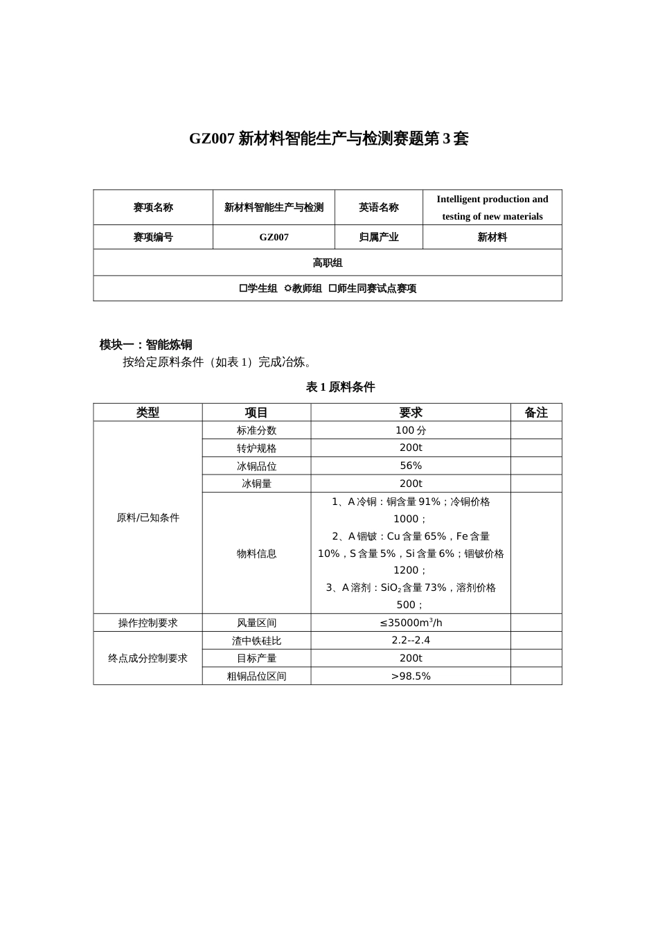 （全国职业技能比赛：高职）GZ007新材料智能生产与检测赛题第3套（教师赛）_第1页