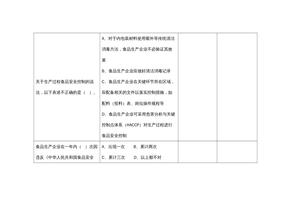 （全国23高职职业技能比赛）模块一食品安全专业知识测试赛题第8套_第2页