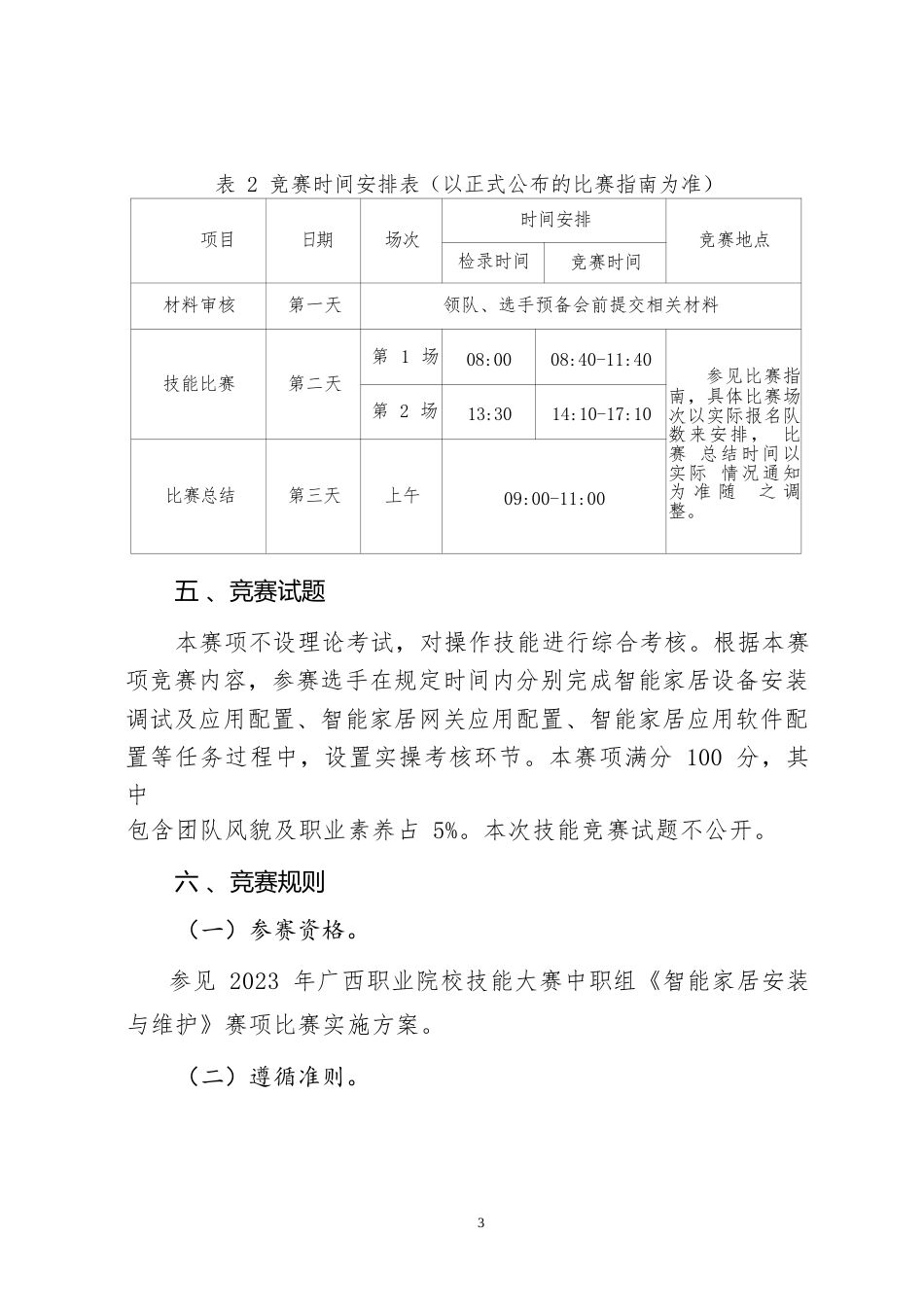 31职业院校技能大赛中职组《智能家居安装与维护》赛项竞赛规程(001)_第3页