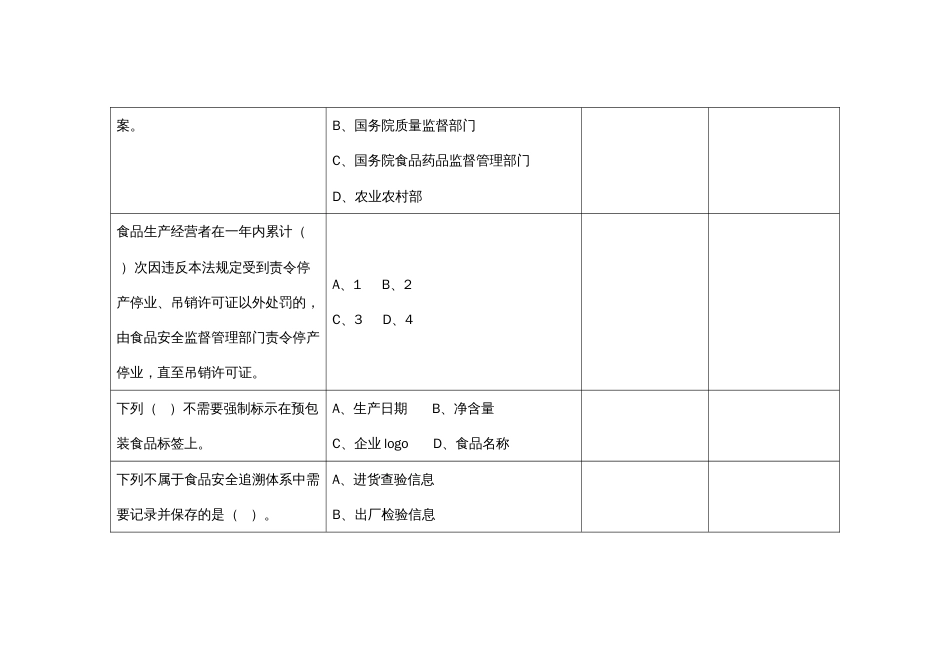 （全国23高职职业技能比赛）模块一食品安全专业知识测试赛题第4套_第2页