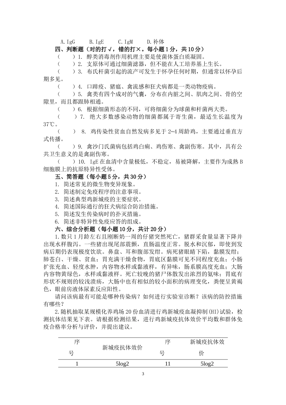（全国职业技能比赛：高职）GZ001动物疫病检疫检验赛题第8套_第3页