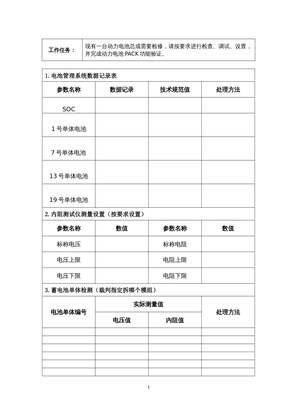 职业院校技能大赛高职组《电子商务技能》赛项样题作业表动力电池装调与检测记录表（区赛）_第2页