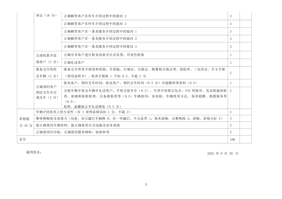 职业院校技能大赛模块一展厅销售评分表_第3页