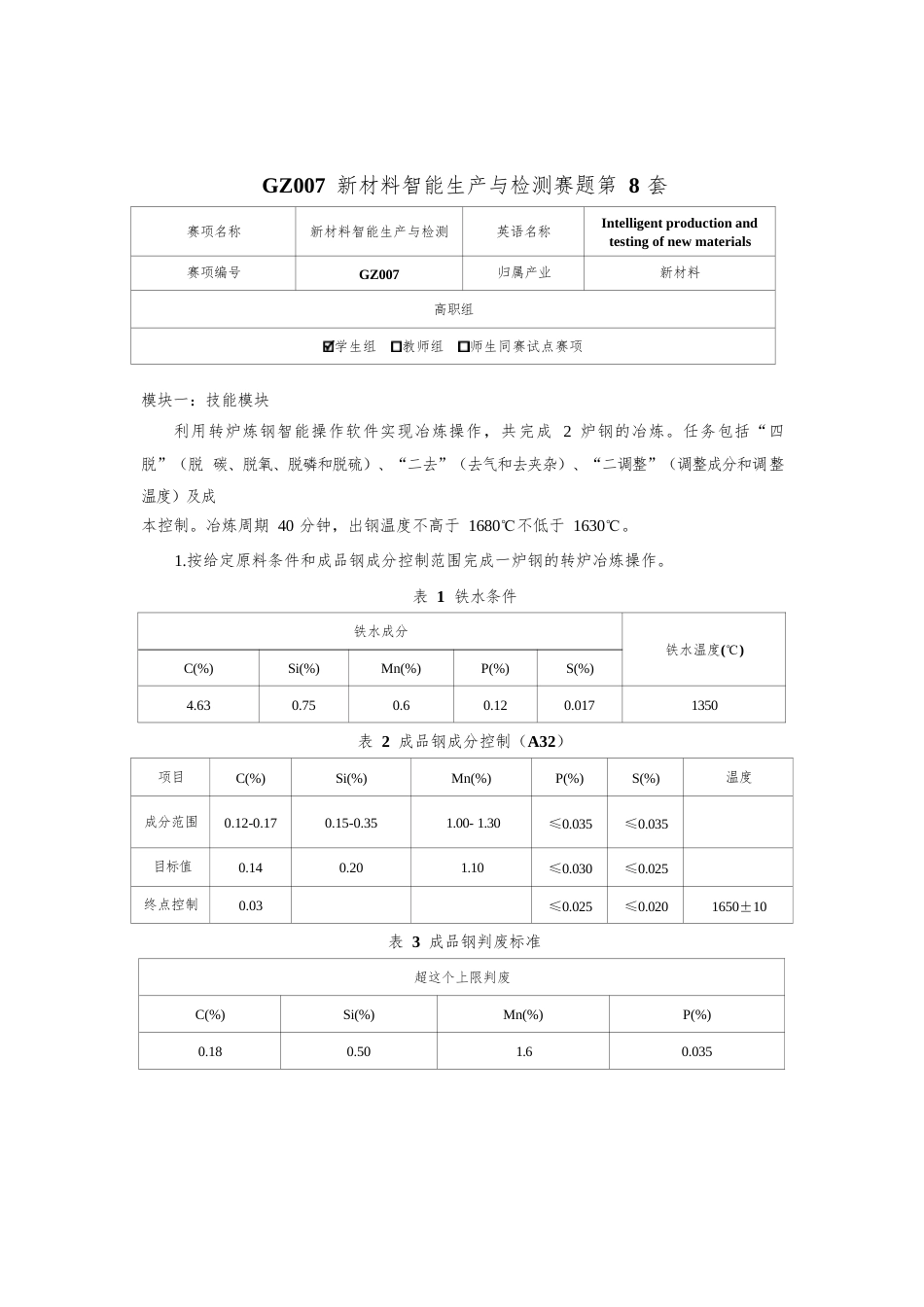 （全国职业技能比赛：高职）GZ007新材料智能生产与检测赛题第8套_第1页