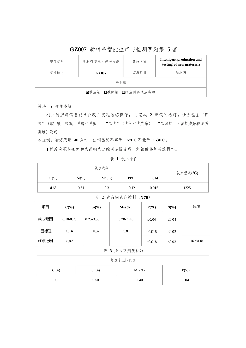 （全国职业技能比赛：高职）GZ007新材料智能生产与检测赛题第5套_第1页