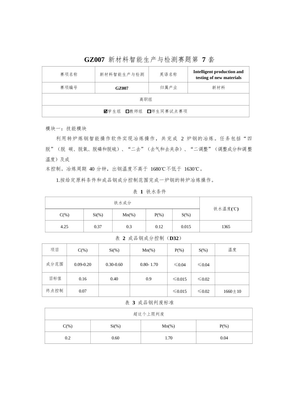 （全国职业技能比赛：高职）GZ007新材料智能生产与检测赛题第7套_第1页