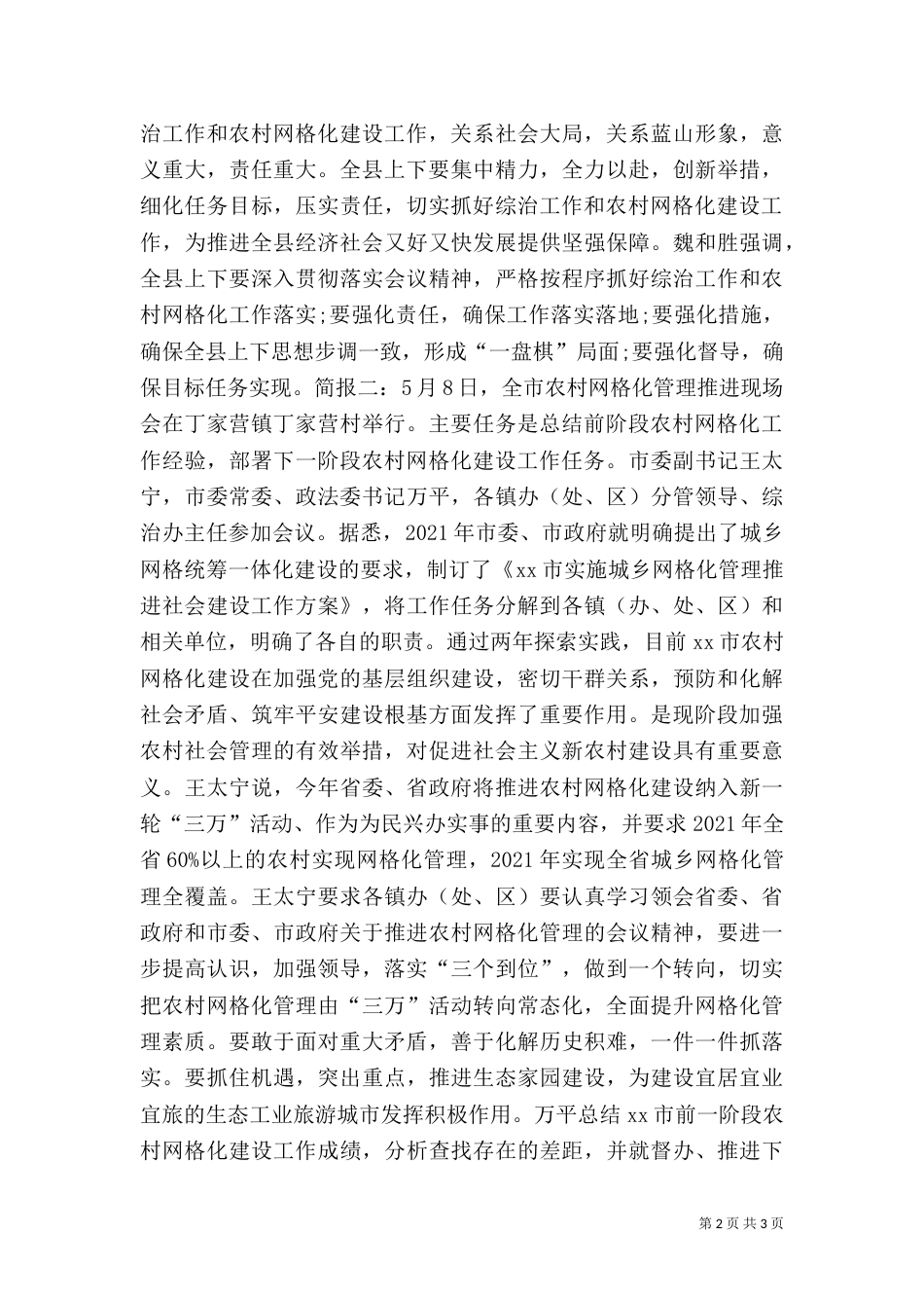 农村网格化建设推进会简报2021_第2页