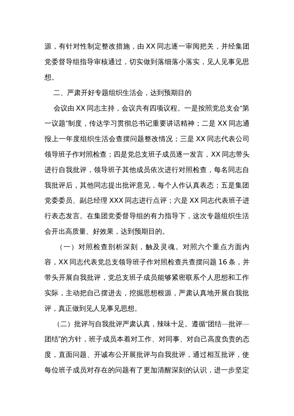 公司2023年主题教育组织生活会召开情况报告_第3页