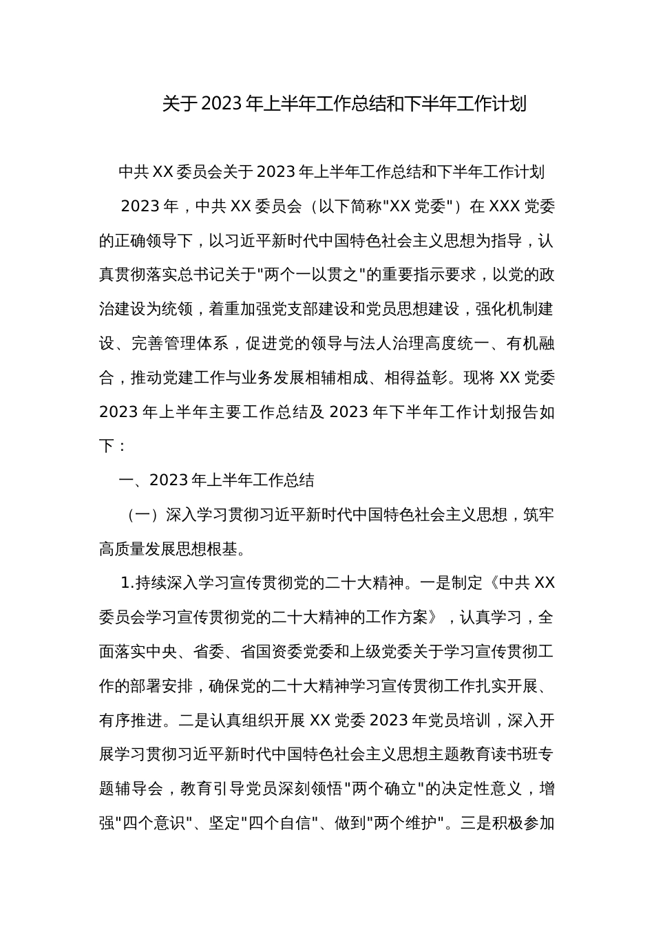 关于2023年上半年工作总结和下半年工作计划_第1页