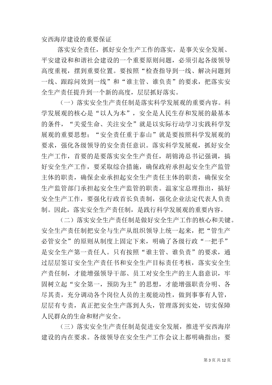 落实安全责任 促进安全发展 推进平安西海岸建设_第3页