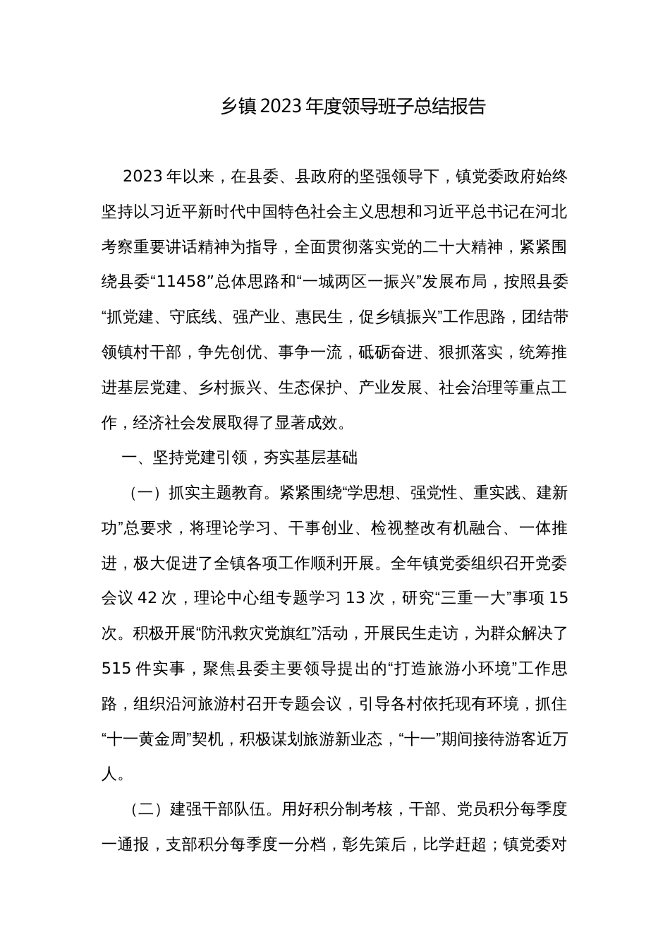 乡镇2023年度领导班子总结报告_第1页