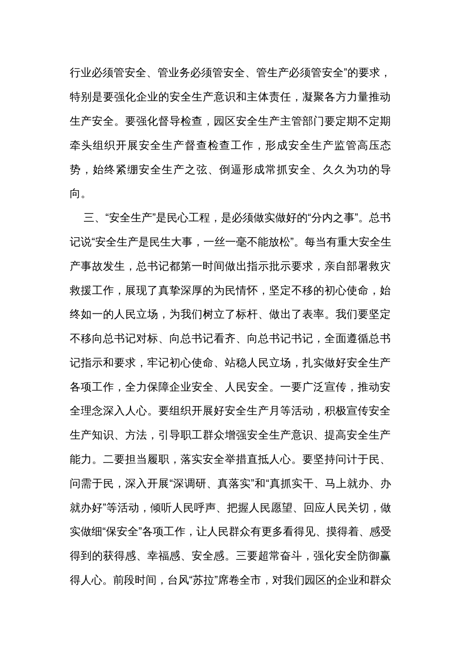在园区党工委理论中心组学习会上关于安全生产工作的研讨发言_第3页
