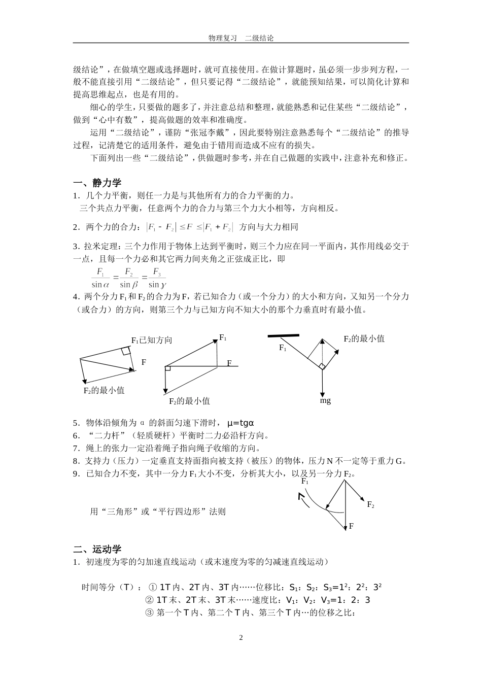 最全最全高考抢分秘籍——高中物理二级结论小结全_第2页