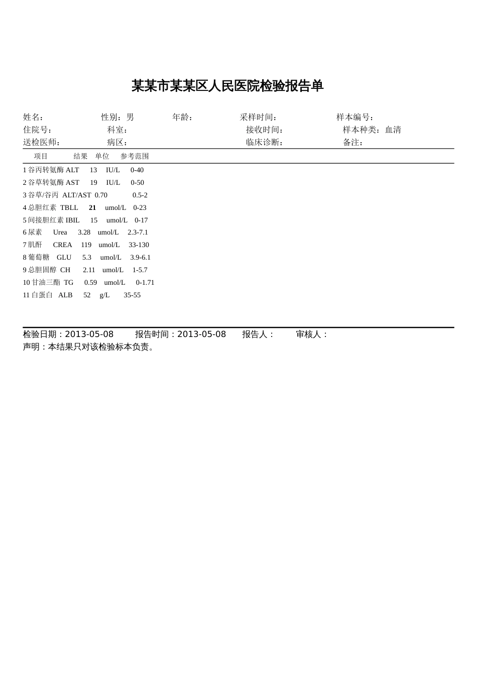 某某市某某区人民医院检验报告单[3页]_第2页