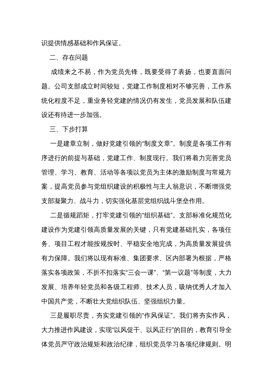 公司党支部党建引领高质量发展总结报告_第3页