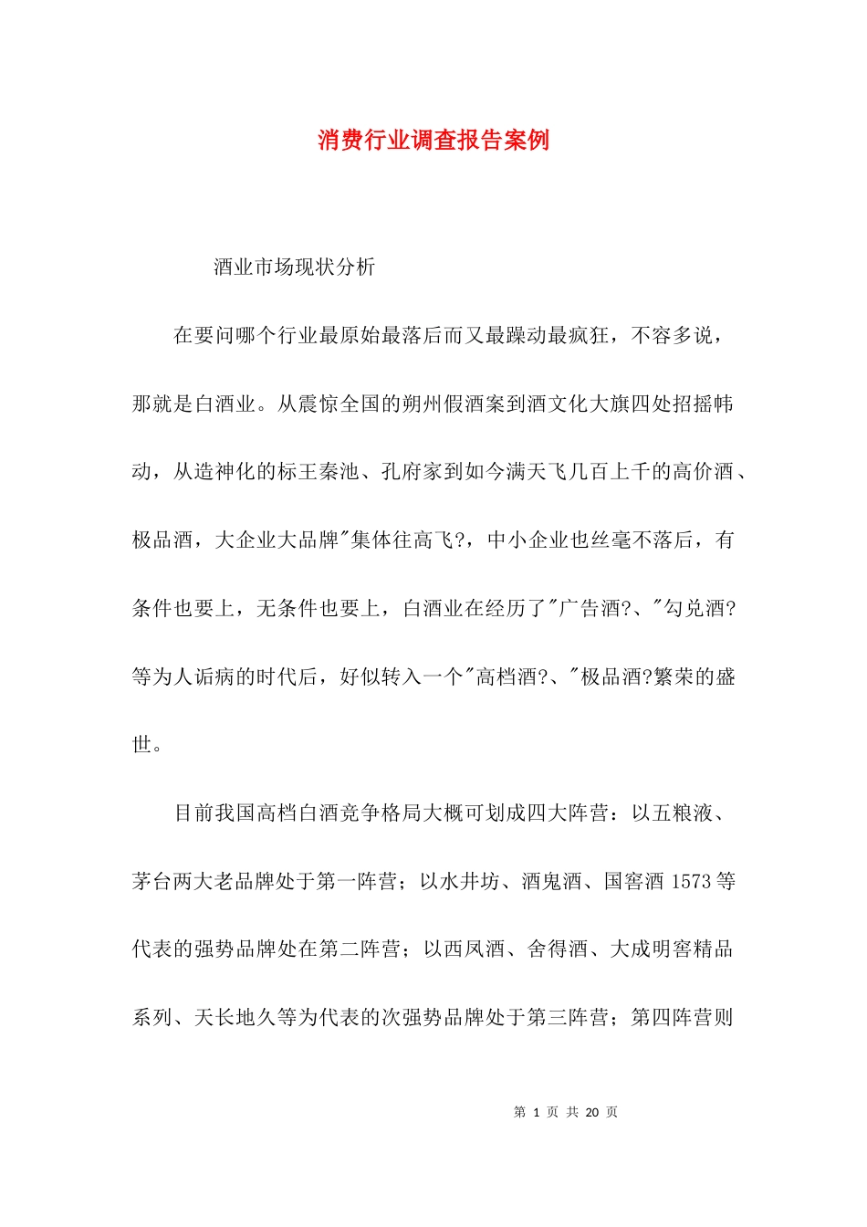 （精选）消费行业调查报告案例_第1页