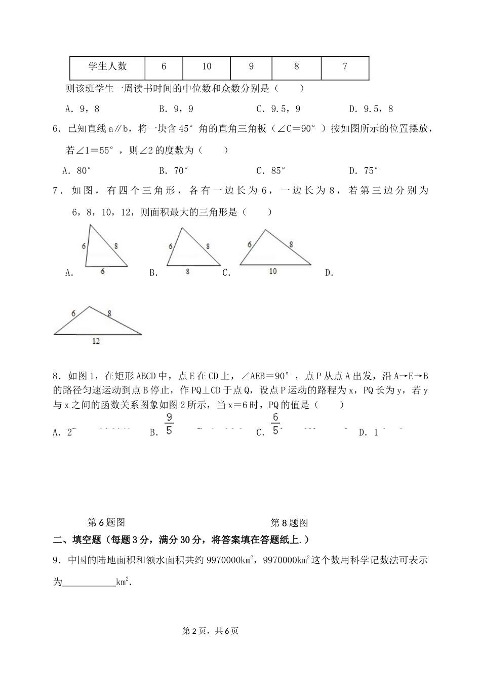 扬州树人学校2019届九年级第一次模拟试卷_第2页
