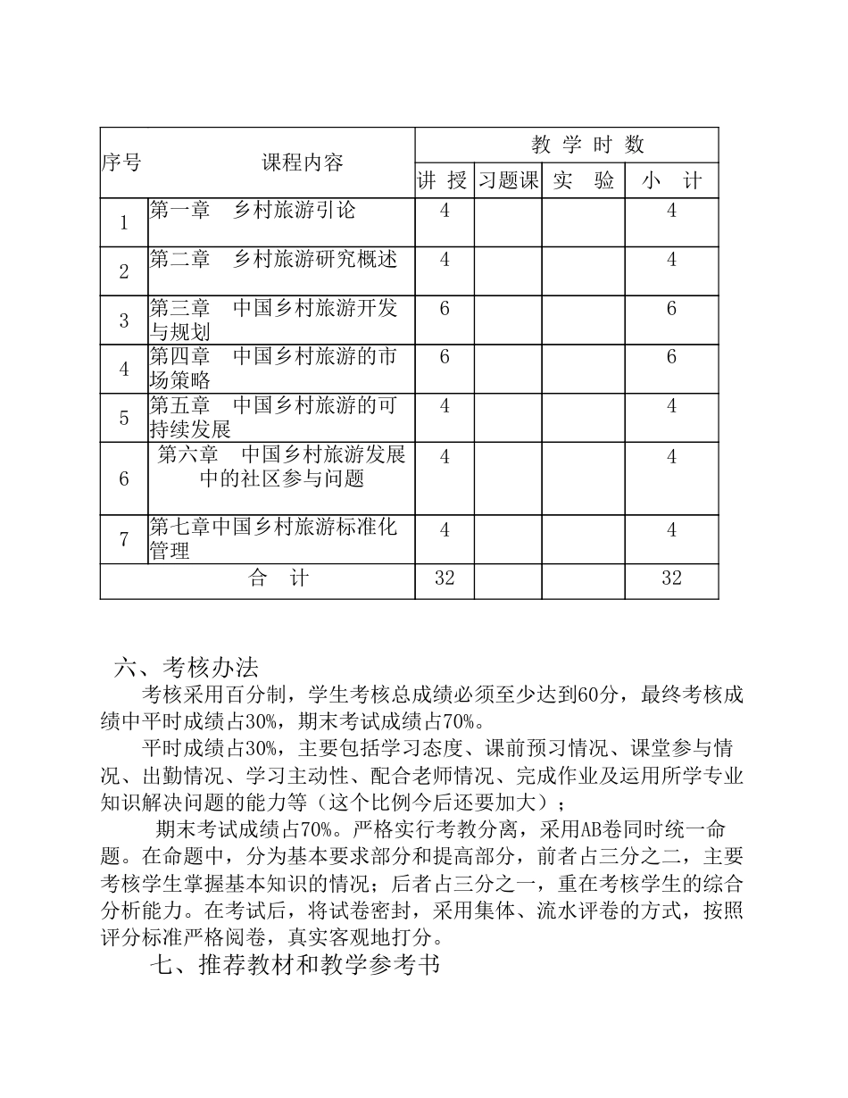 乡村旅游教学大纲_第3页