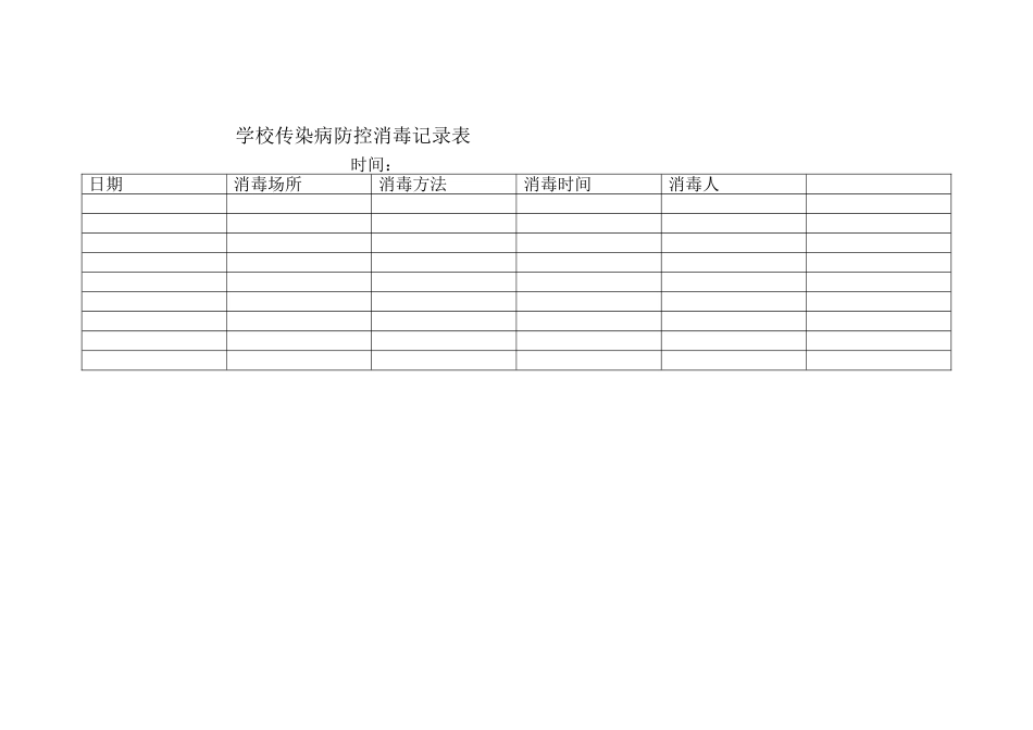 学校传染病防控消毒记录表[1页]_第1页