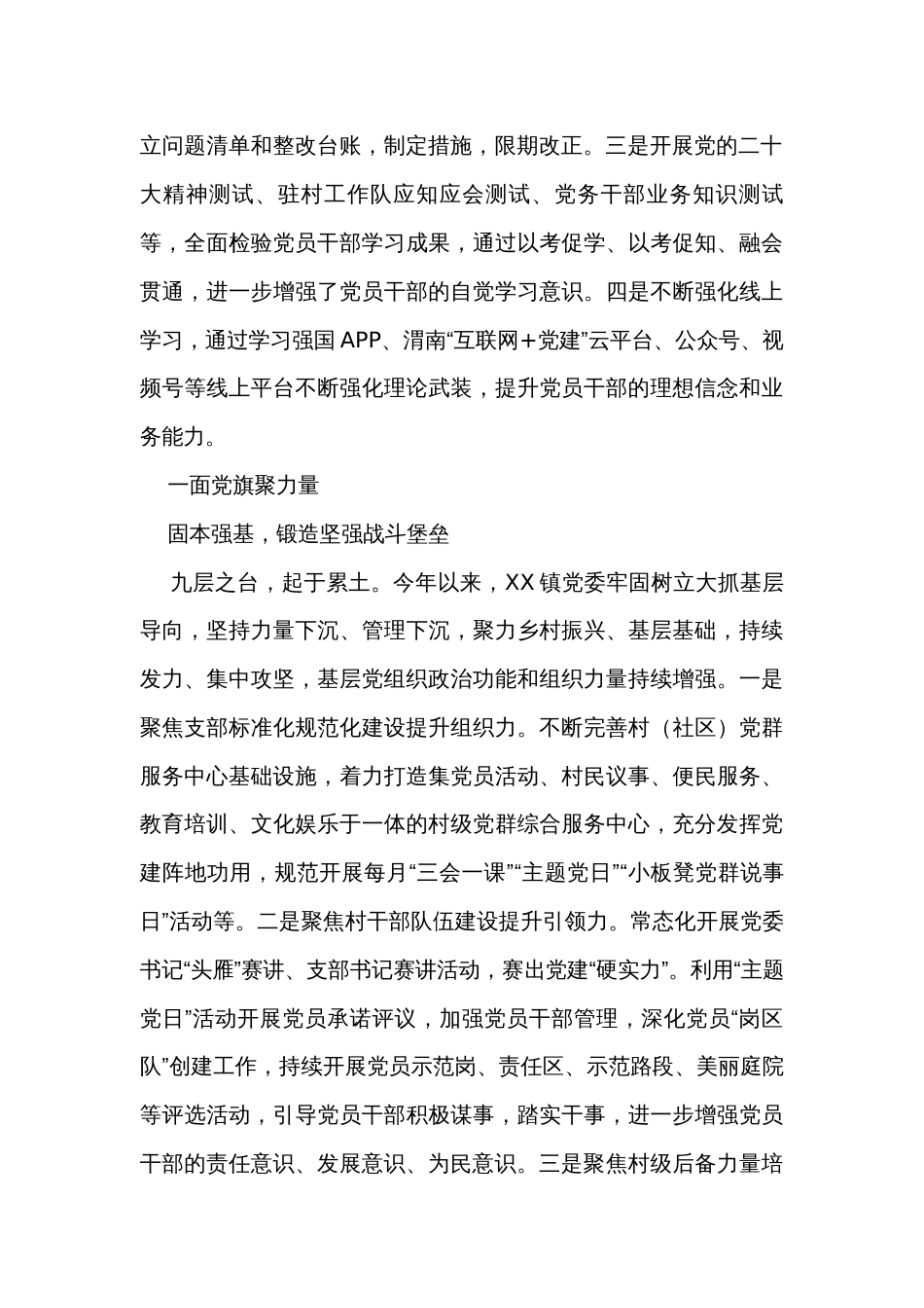 2023年上半年XX县XX镇党建工作总结_第2页