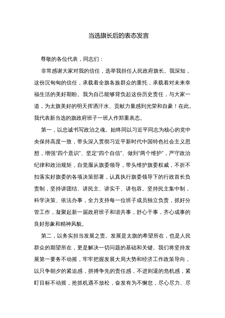 当选旗长后的表态发言_第1页