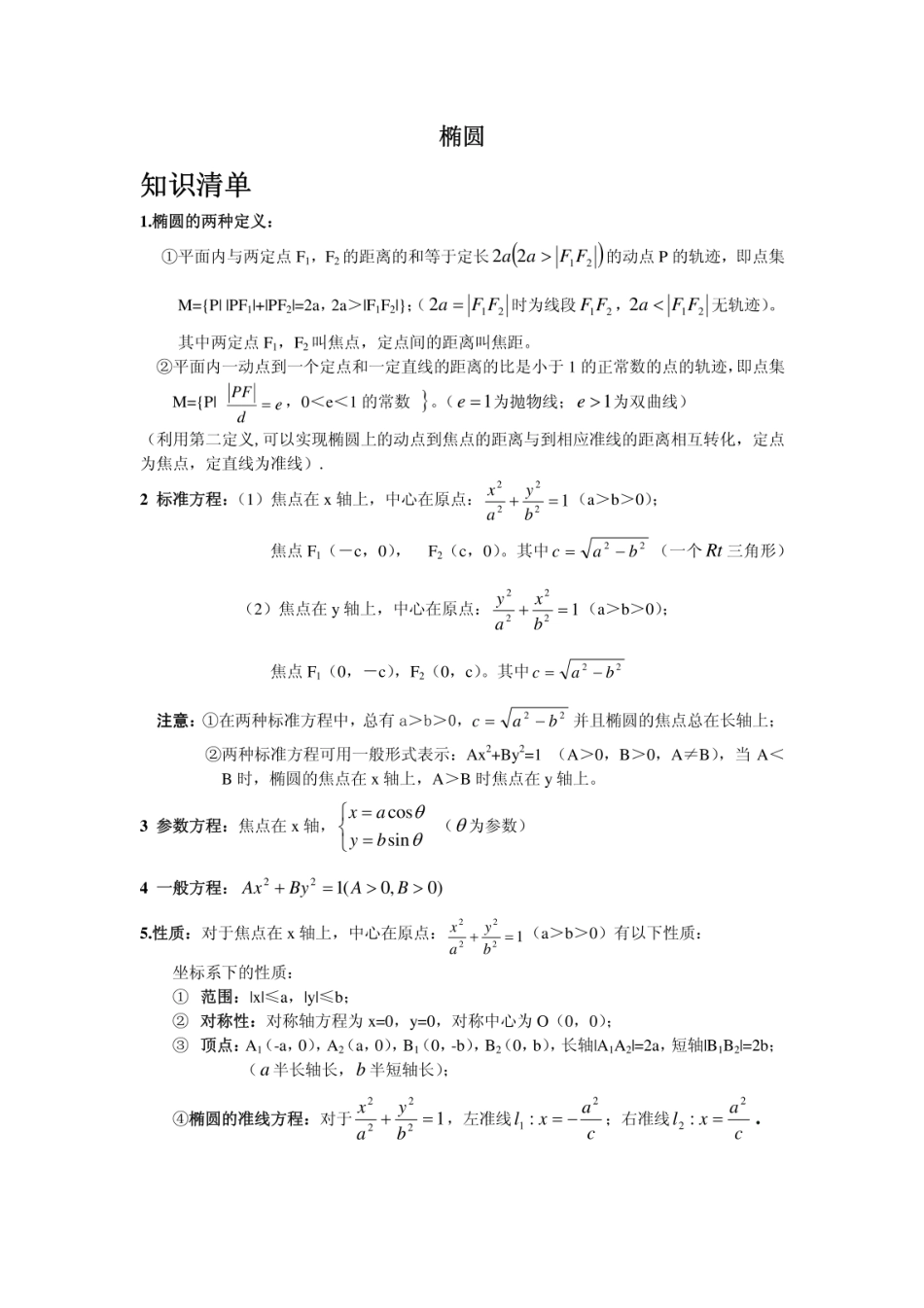 椭圆及其性质知识点题型总结  _第1页