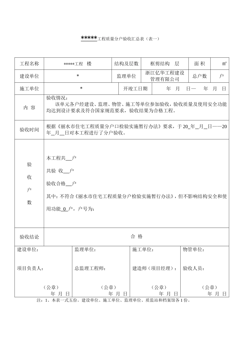 浙江省住宅工程质量分户验收汇总表[9页]_第1页