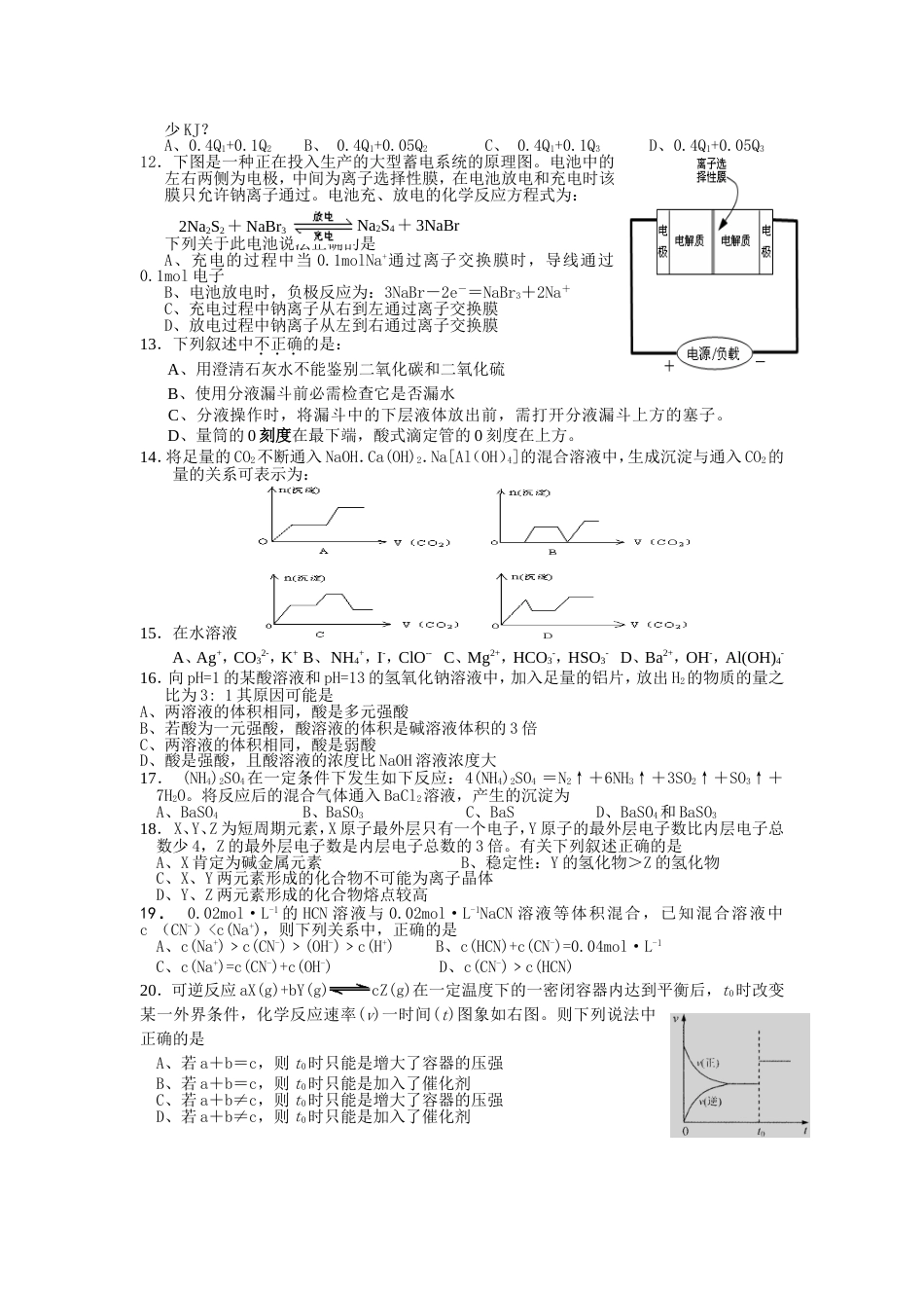 浙江省杭绍金温衢七校2010届高三上学期期中联考化学_第2页