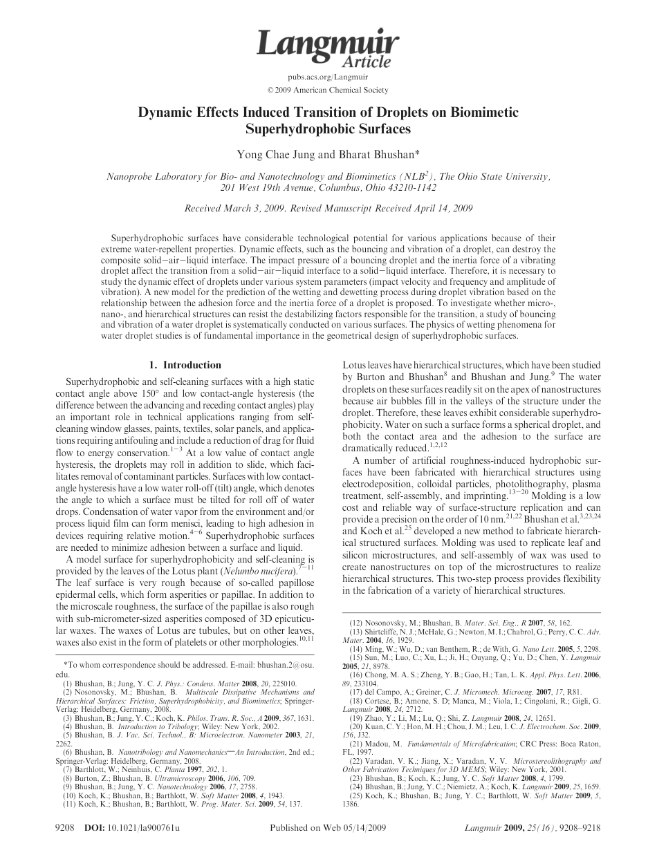 DynamicEffectsInducedTransitionofDropletsonBiomimetic[11页]_第1页