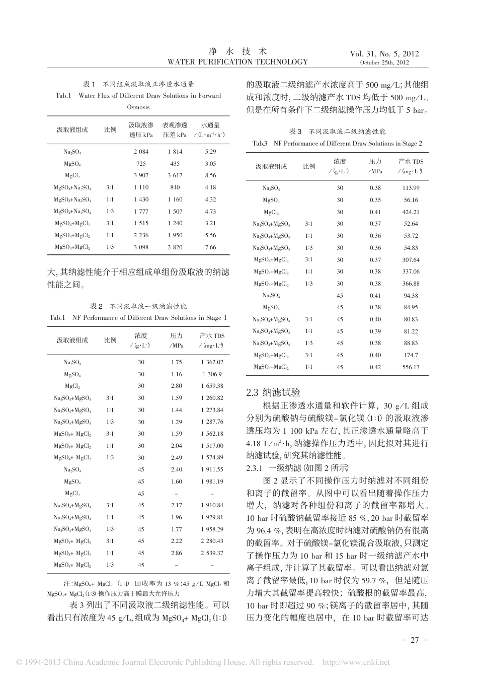 正渗透纳滤耦合处理苦咸水脱盐工艺时强_第3页