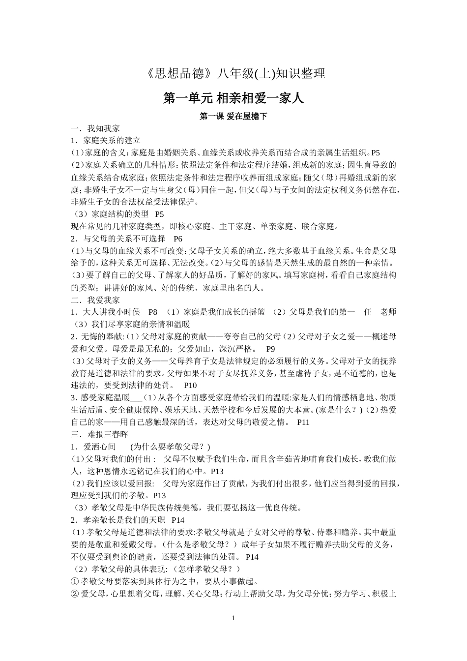 《思想品德》八年级上知识整理_第1页