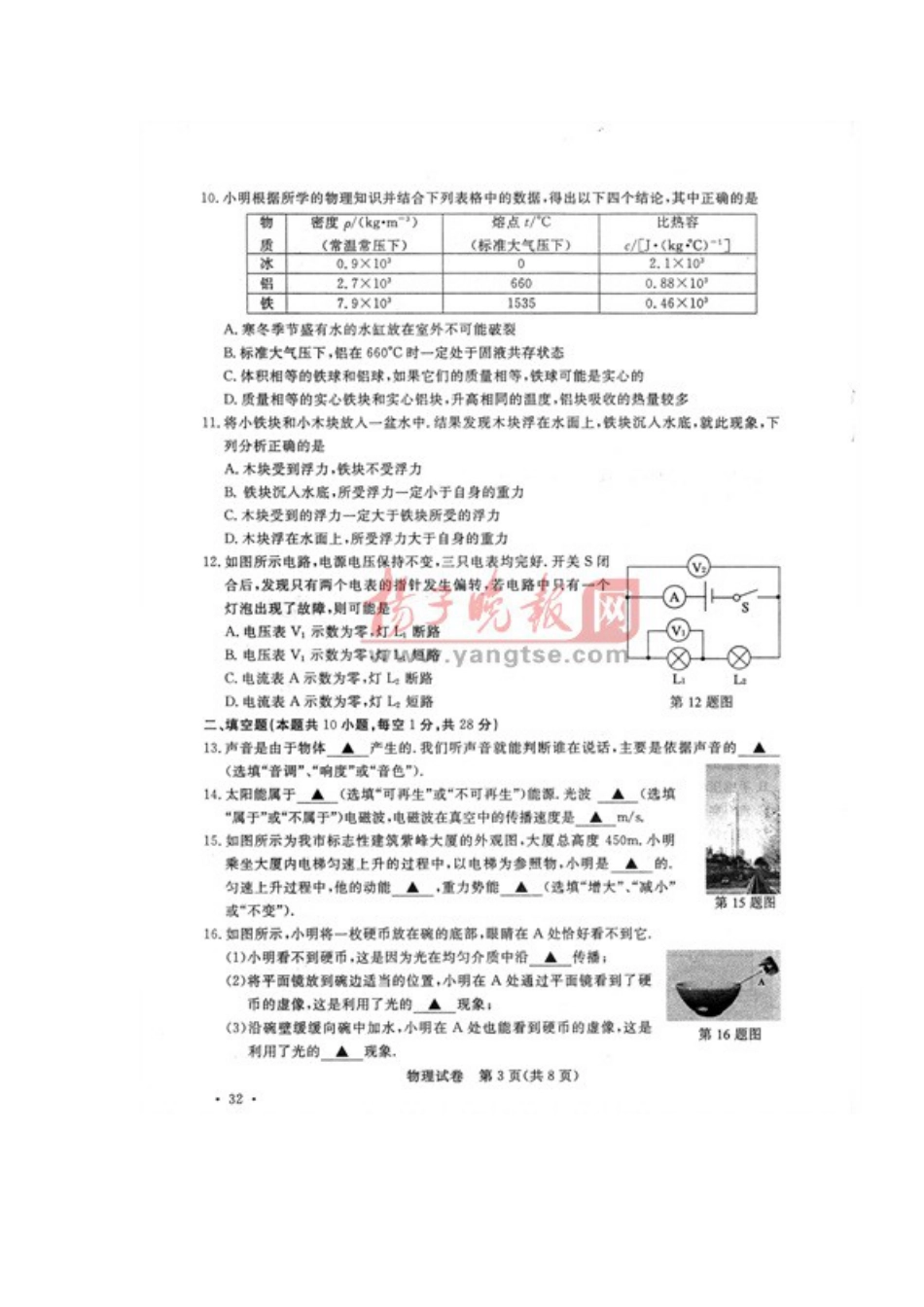 2011南京中考物理试卷及参考答案_第3页