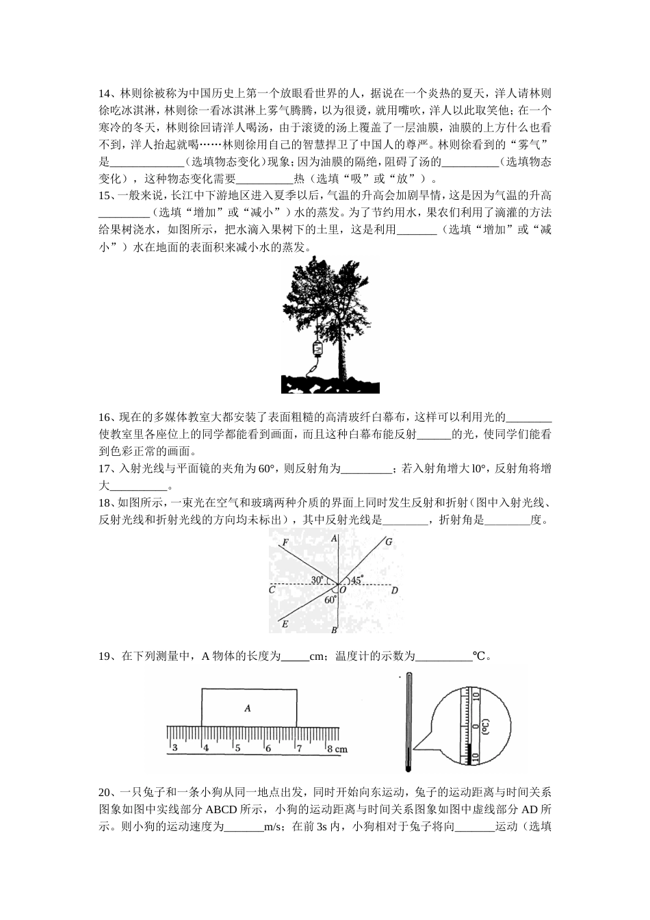 2018秋学期八年级物理期末复习测试卷(含答案)_第3页