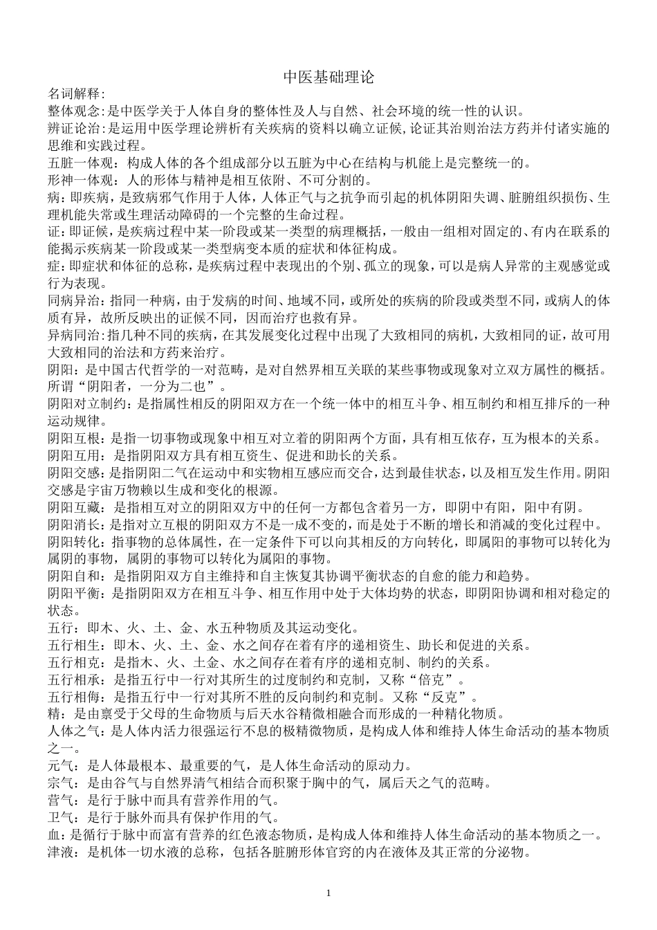 中医基础理论期末考试重点[9页]_第1页
