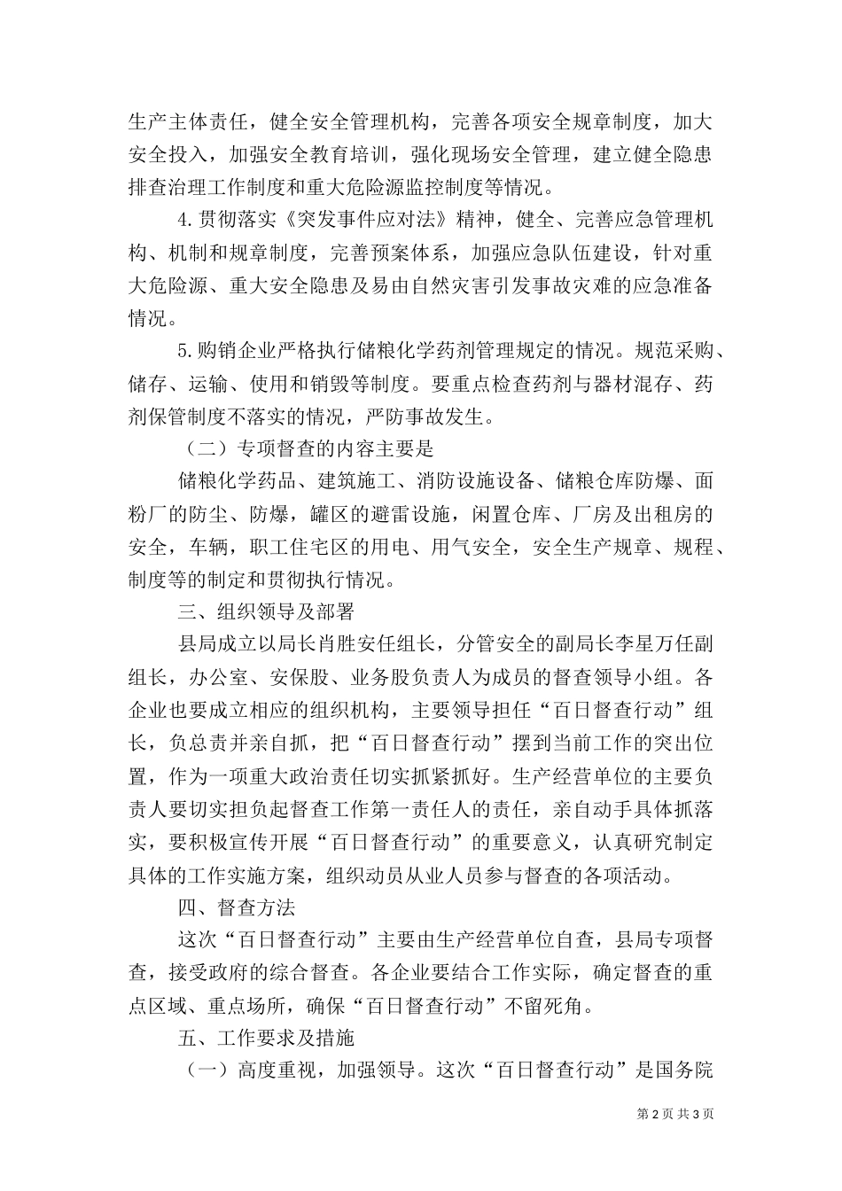 粮食局安全生产百日督查专项行动方案_第2页