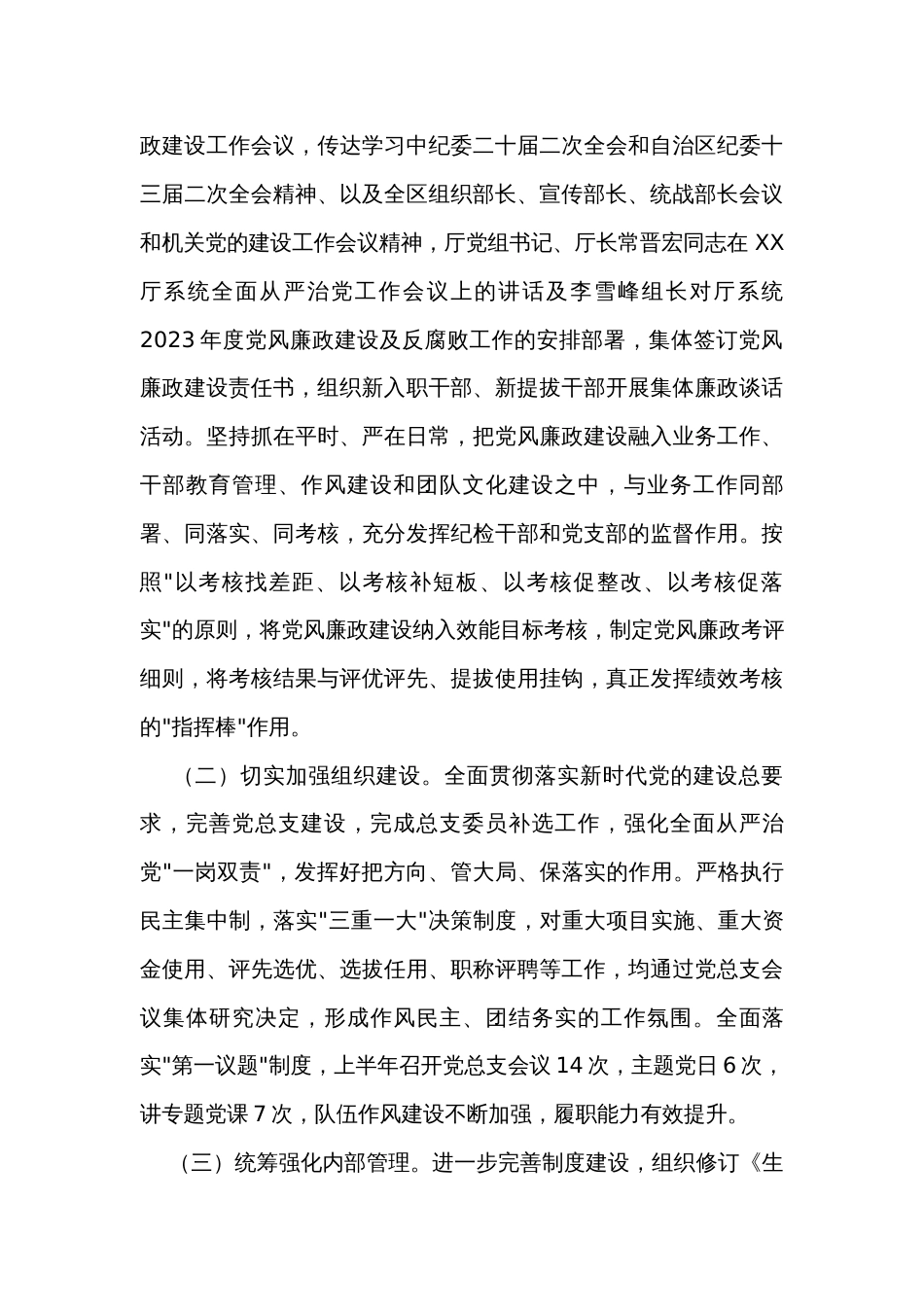 2023年上半年全面从严治党工作汇报（10篇）_第3页