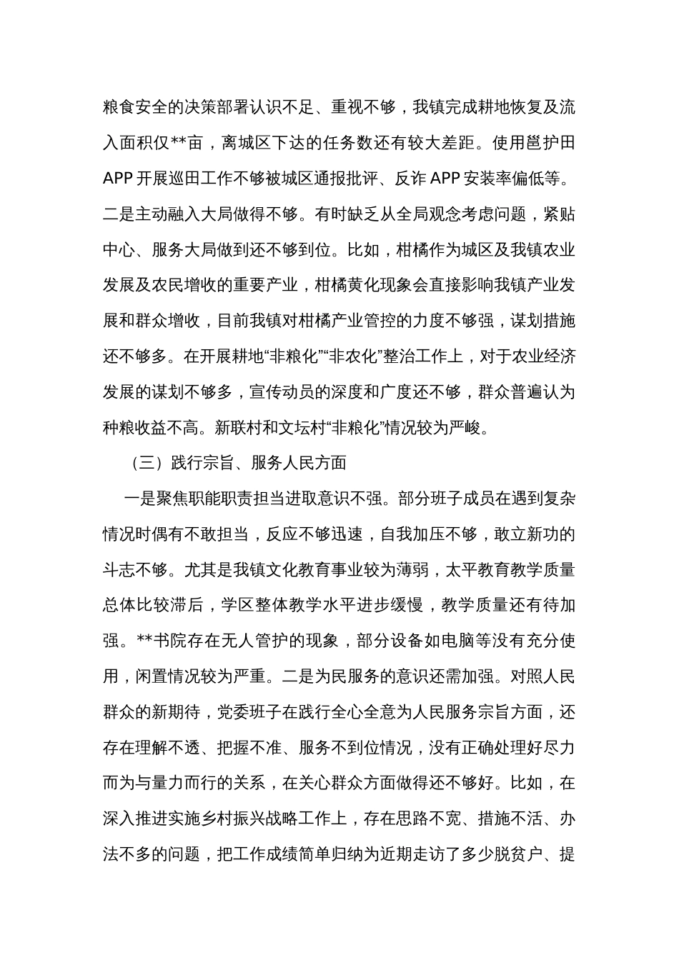 乡镇党委班子关于第二批主题教育专题民主生活会对照检查材料_第3页
