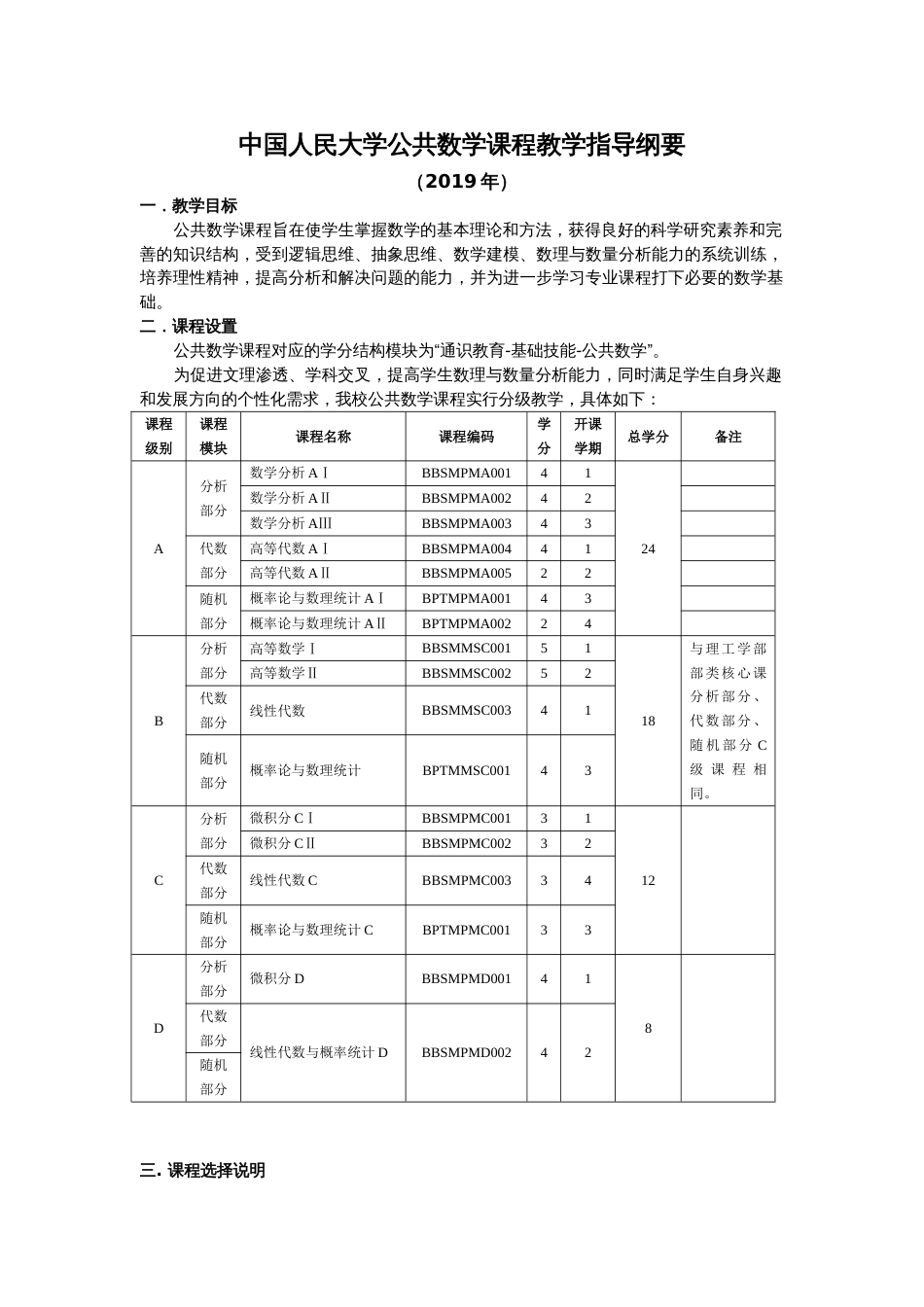 中国人民大学公共数学课程教学指导纲要_第1页