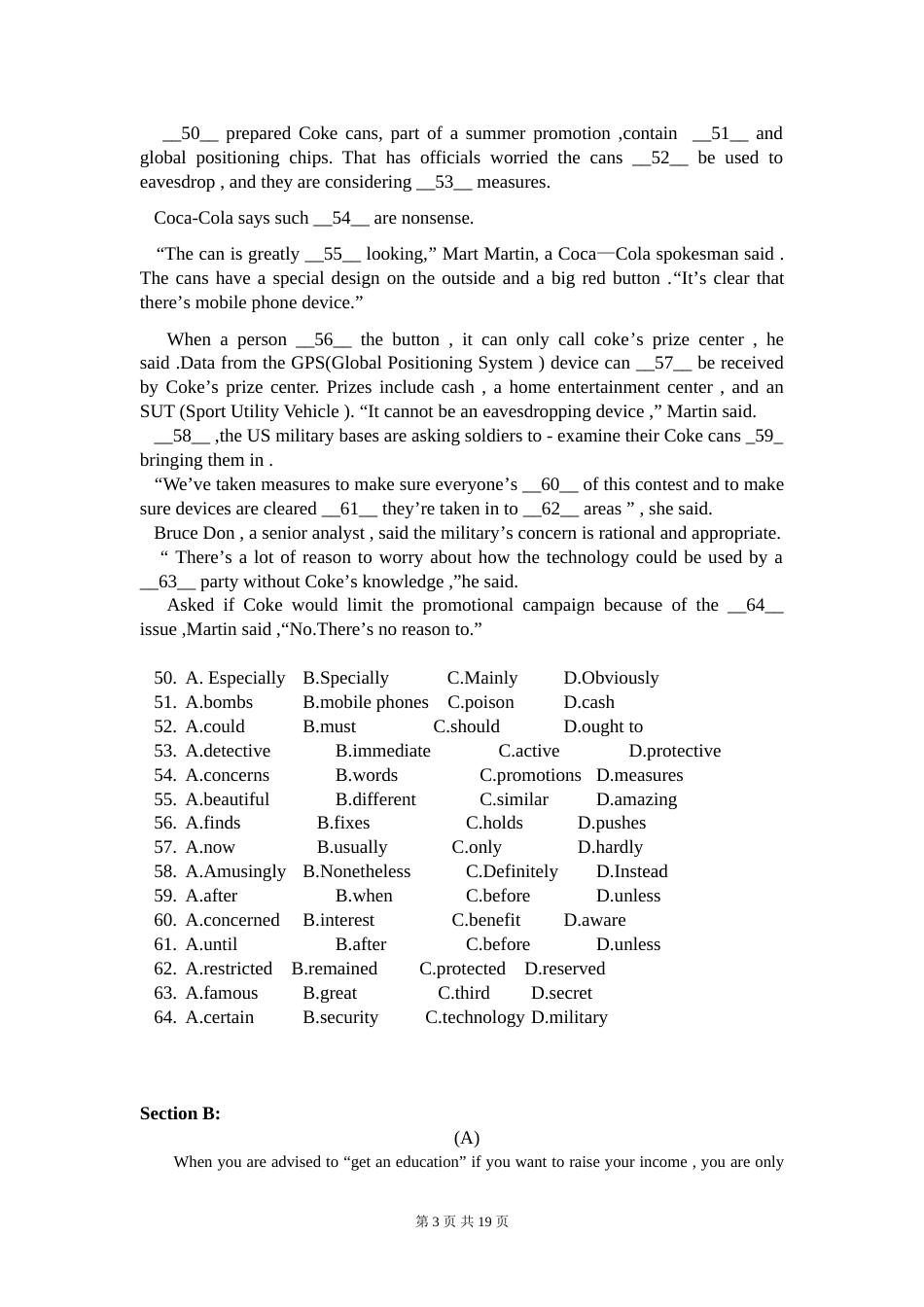 上海高考英语模拟练习卷[20页]_第3页