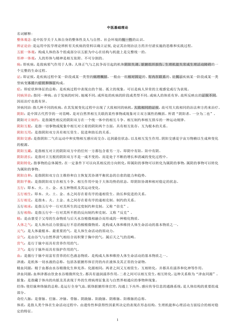 中医基础理论期末考试重点整理[8页]_第1页