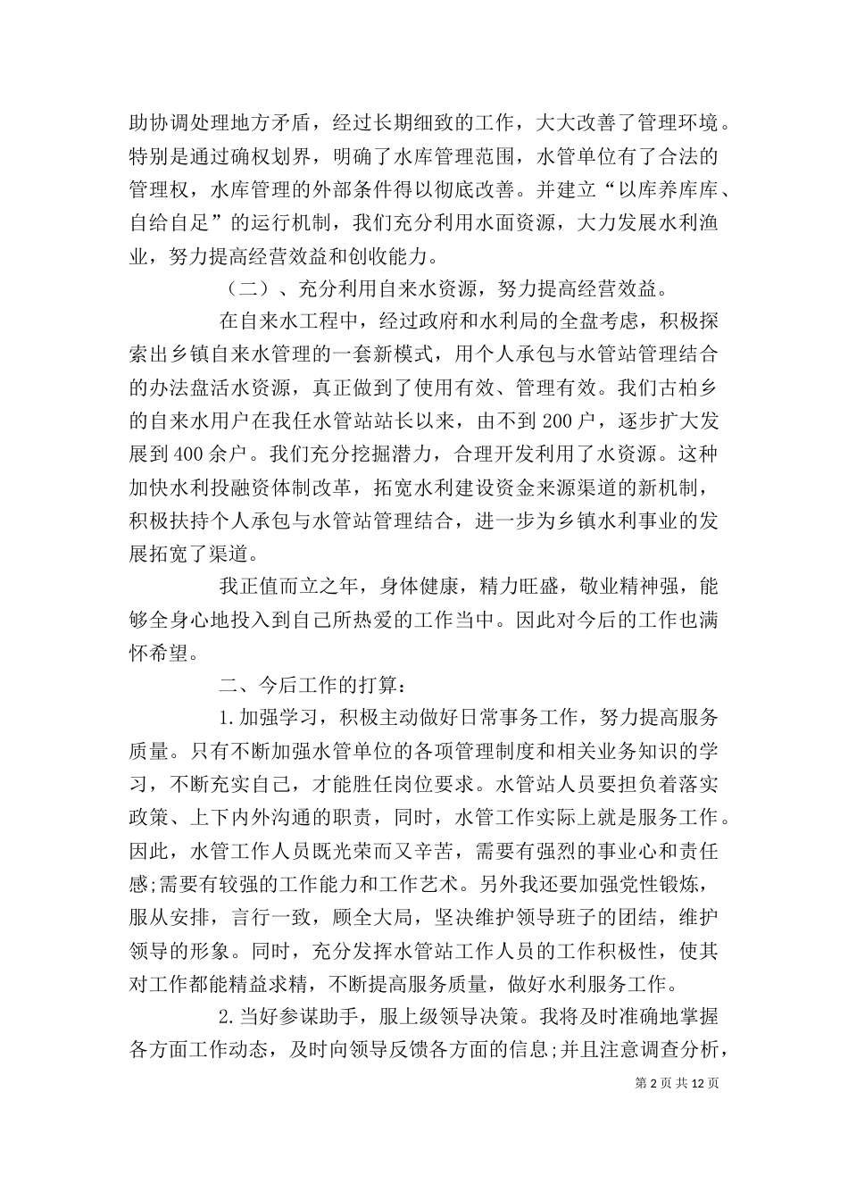 水利局个人工作总结（一）_第2页