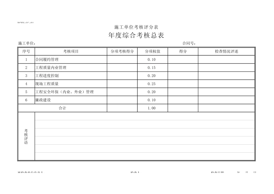 施工单位考核评分表  [20页]_第1页