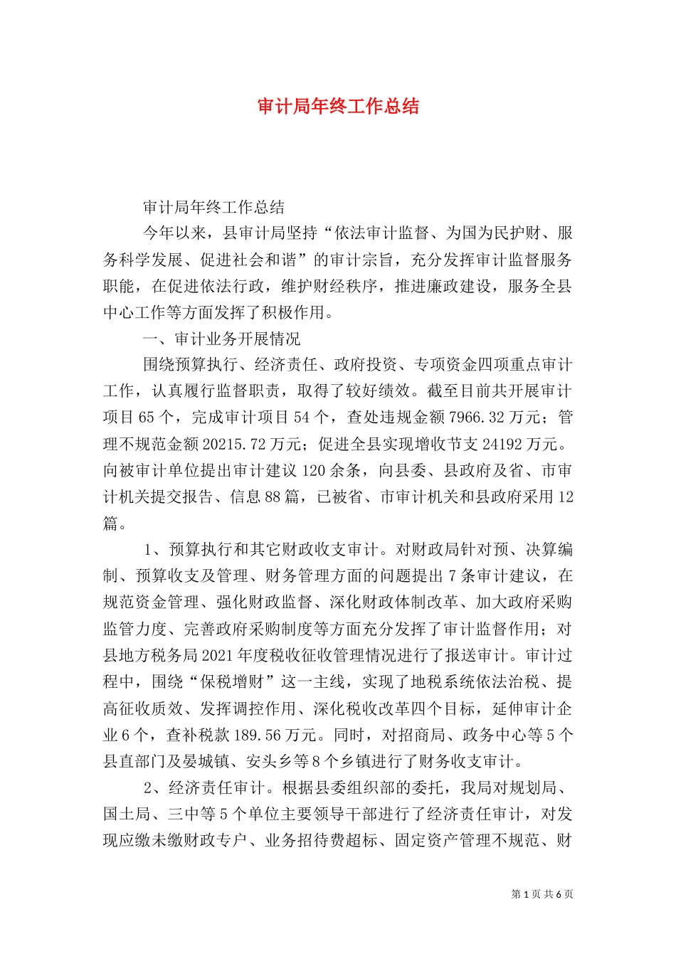 审计局年终工作总结（十）_第1页