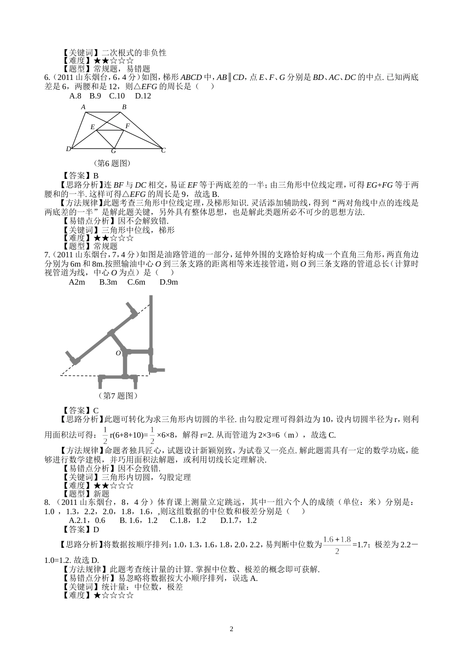 2011山东烟台中考数学试题解析版_第2页