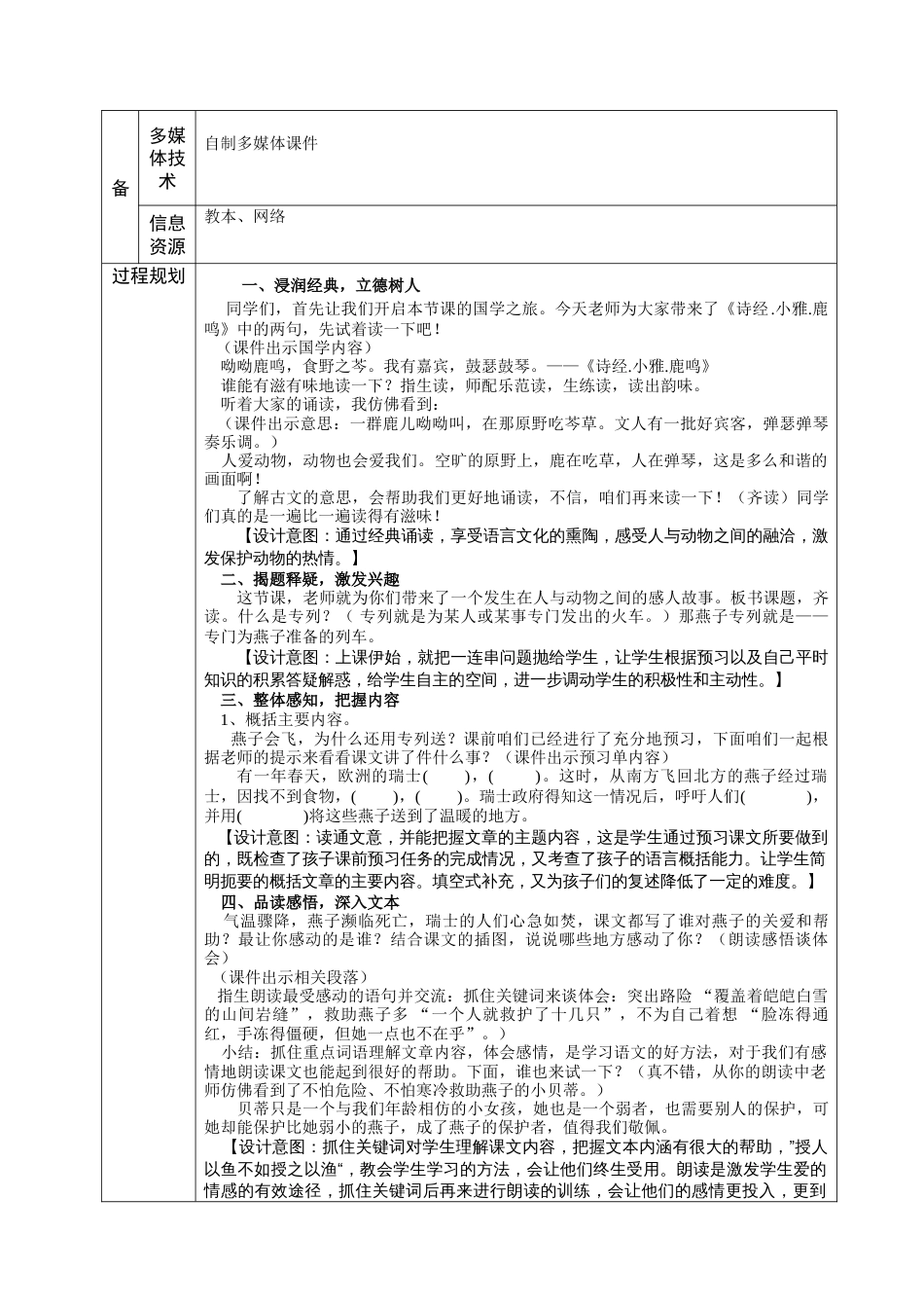 燕子专列读写结合课教学设计_第2页