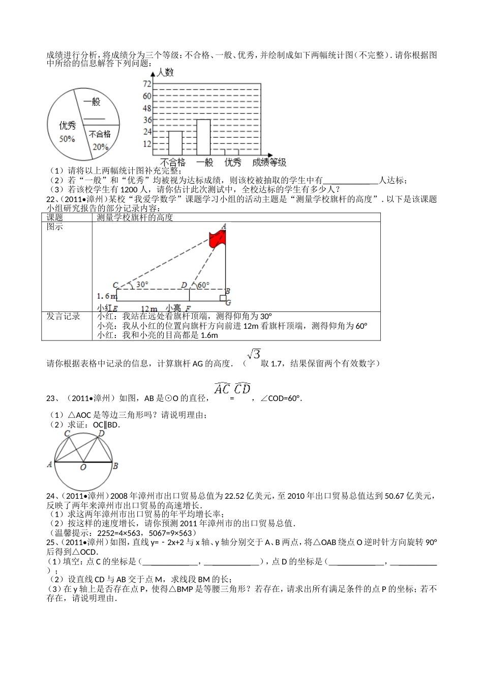 2011福建漳州中考数学试题解析版_第3页