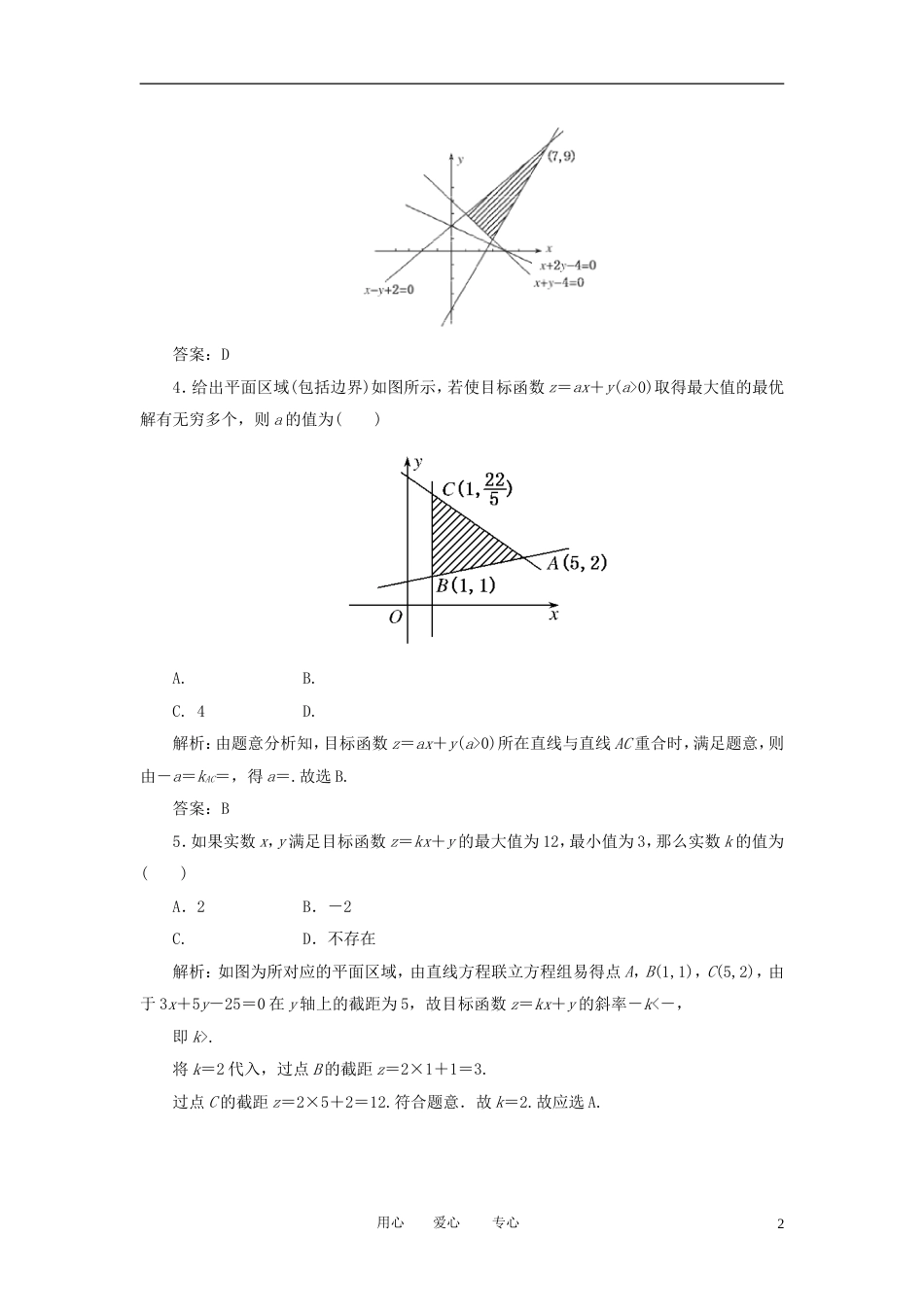 《走向清华北大》2012高考总复习 精品33二元一次不等式组与简单的线性规划问题_第2页