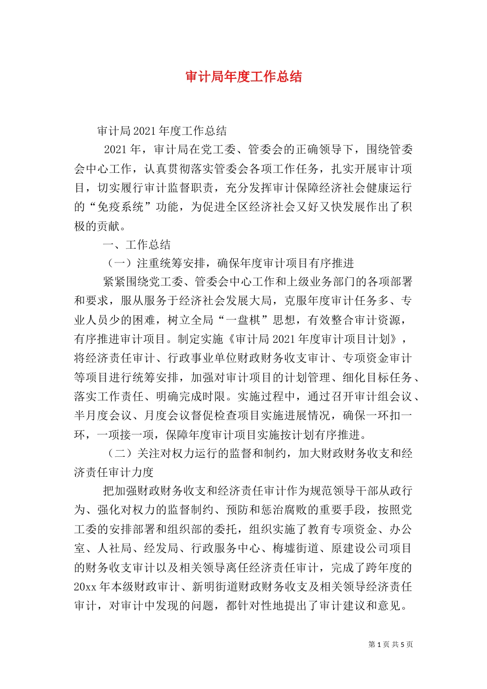 审计局年度工作总结（六）_第1页