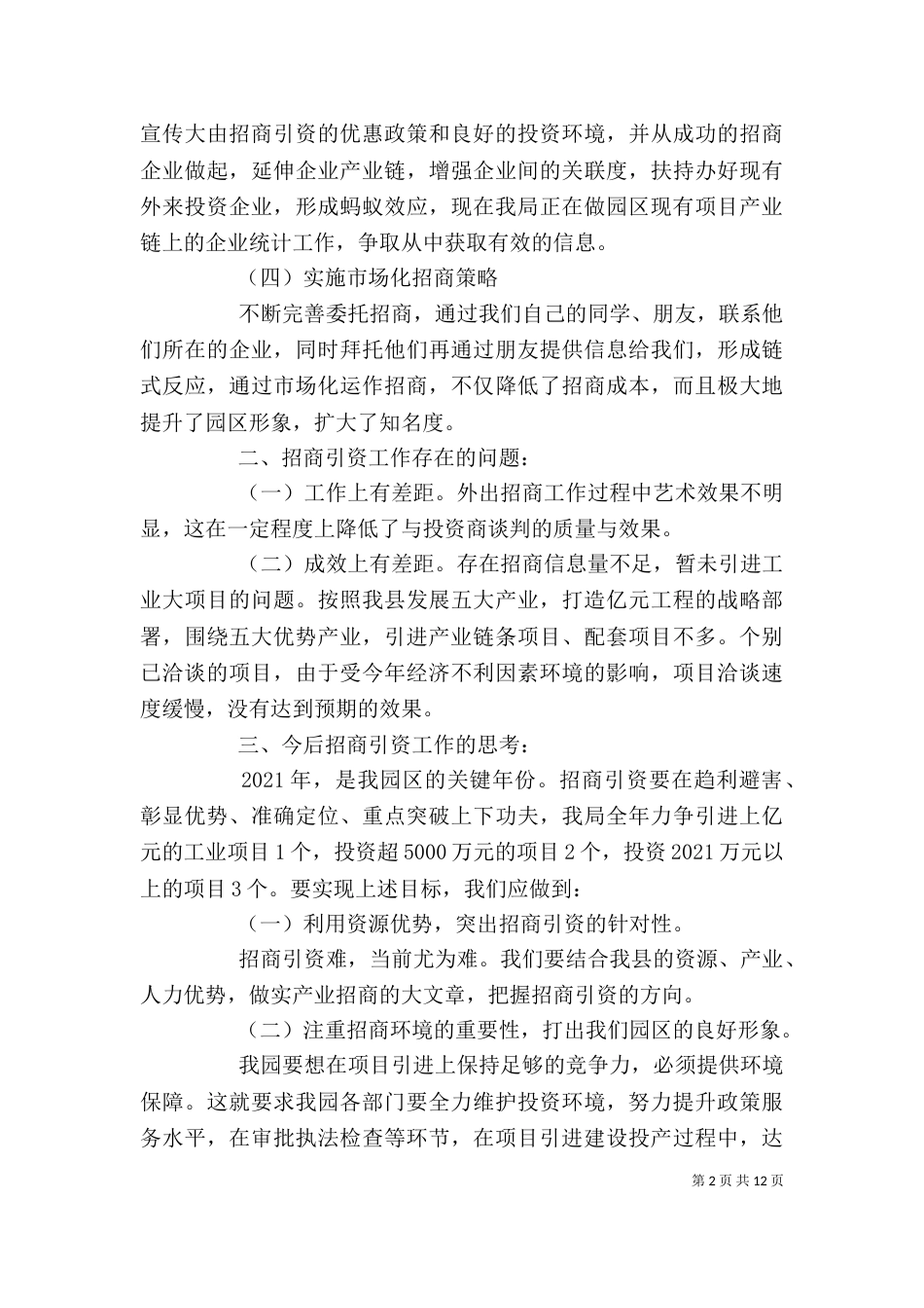 招商引资个人工作总结范文_第2页